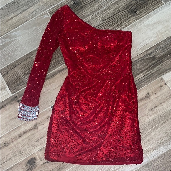 Shail K Dresses & Skirts - One ShoulderJewel/Sequin Red Cocktail/Holiday Dress! sz 4